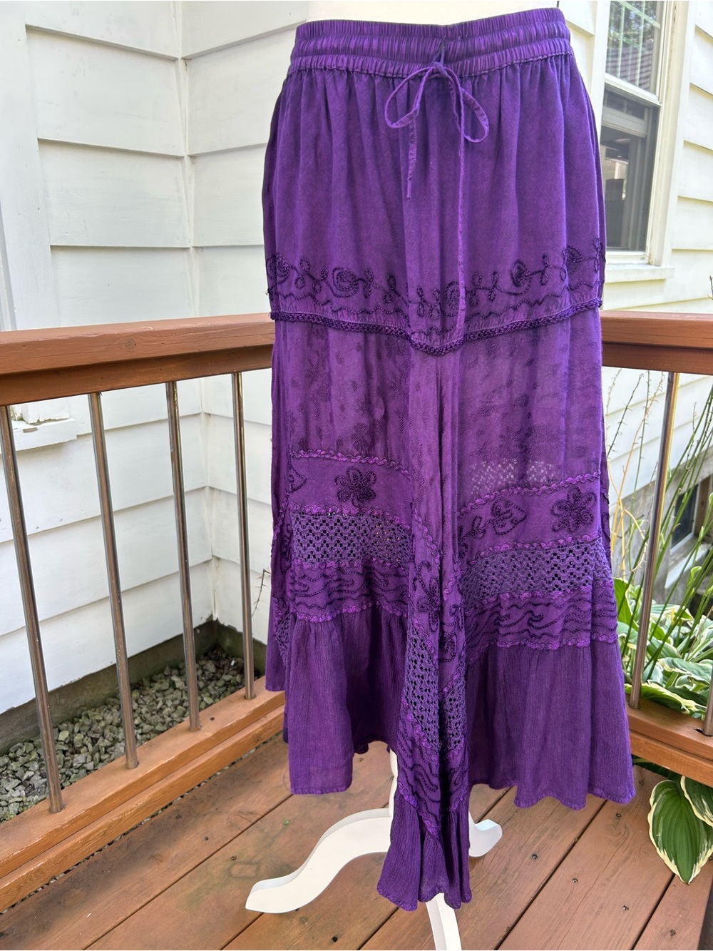 Just Cruising Skirt Purple Bohemian Tiered Maxi Embroidered Fairy Goth Flowy